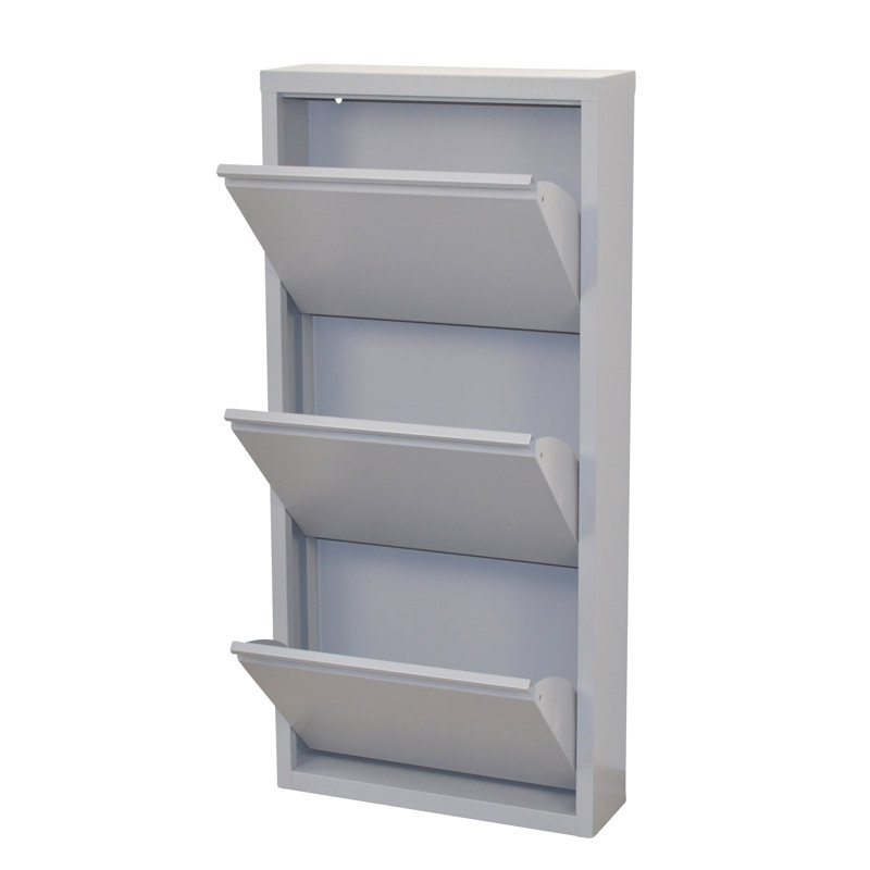 9 Pair Shoe Storage Cabinet, Grey