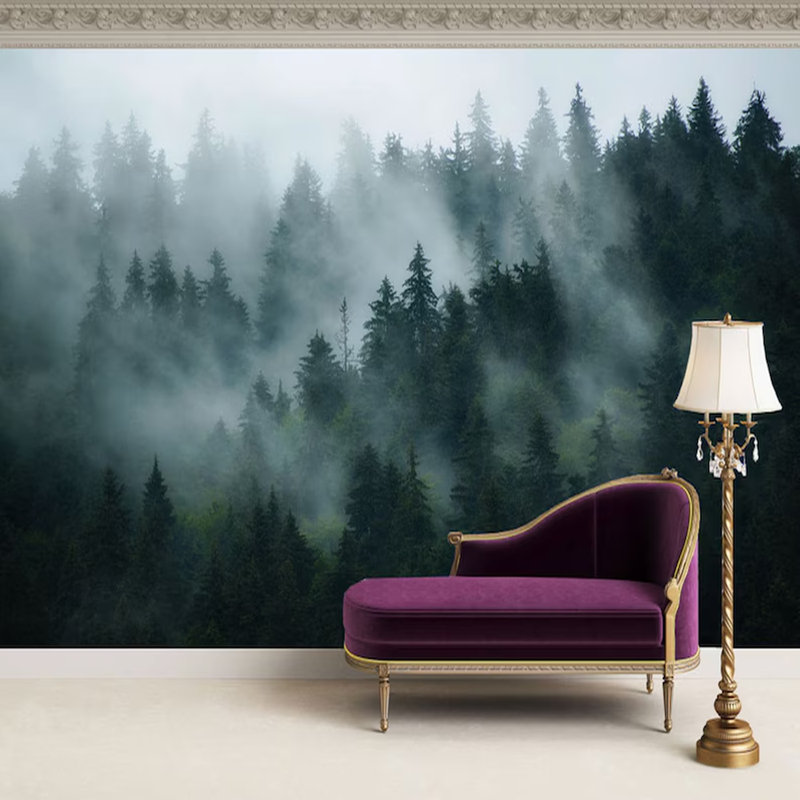 Murmure de pins dans la brume, L 110,04 po x l 161 po