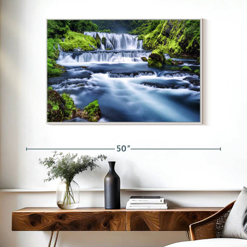 Belle cascade, Cadre flottant blanc, 40 po x 27 po