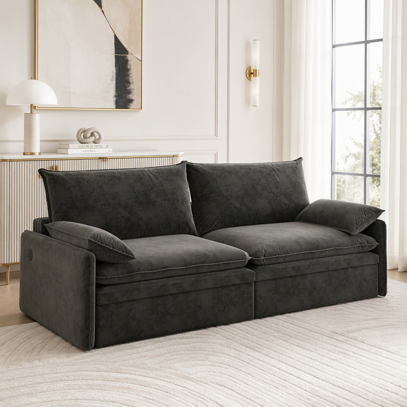 Upholstered 81.1 Sofa, DARK GREY Chenille