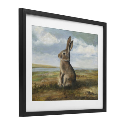 Classic Rabbit in Countryside Framed Print Under Glass, design by Michael Willett