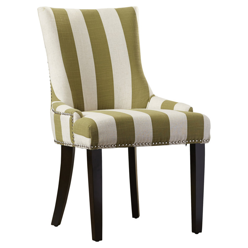 Capetown 19.5'' H Upholstered Side Chair, Sweet Pea Green / White Stripe, 2