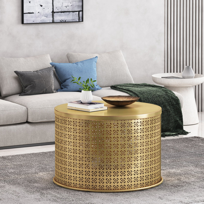 Table basse rectangulaire - L 25,5 po x l 25,5 po x H 17,5 po - Métal - Brun foncé - TABLE DE CAFÉ