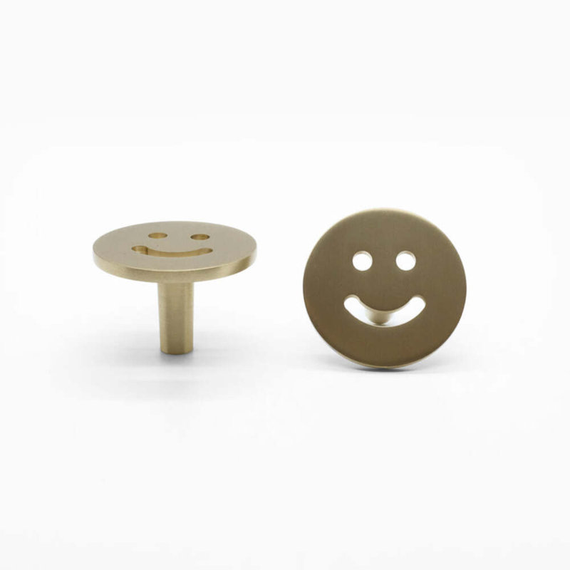 Smiley 1 1/2" Diameter Circle Knob, Satin Brass