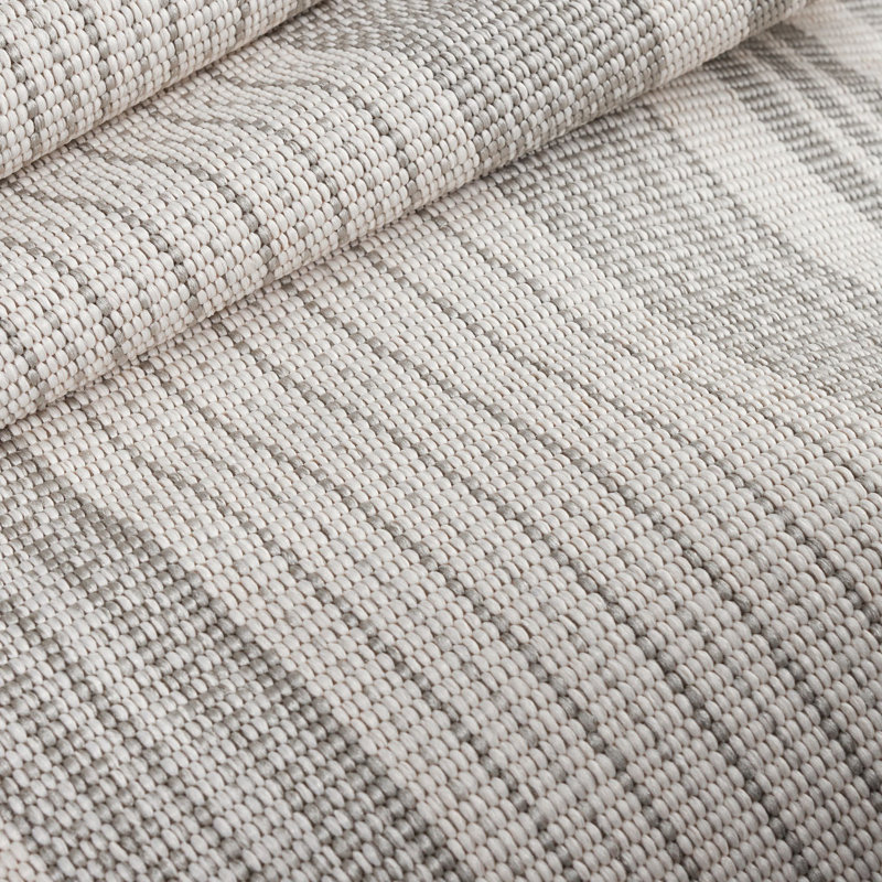 Quincy Stripe Platinum Handwoven Indoor/Outdoor Rug, Rectangle 9'6" x 13'6"