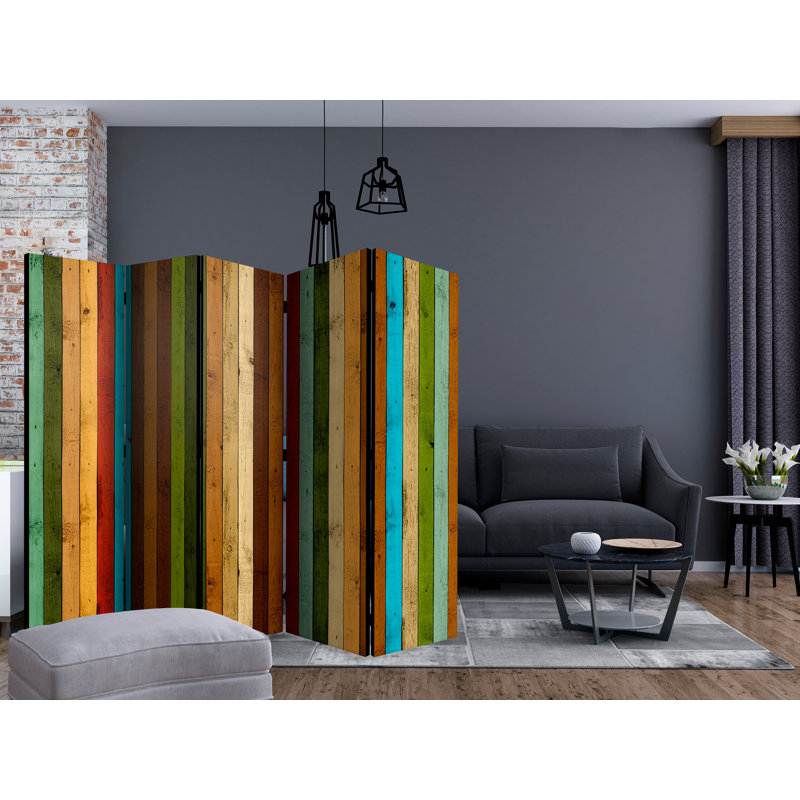 Gonneke 225cm W x 172cm H 5 - Panel Solid Wood Folding Room Divider