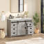  Meuble-lavabo simple 48 po avec comptoir en pierre d'ingénierie, lavabo de porte de grange coulissante, gris