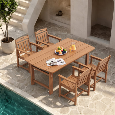 Ensemble de salle à manger rectangulaire 4 pièces pour 4 personnes avec trou pour parasol 4 personnes