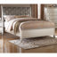 Ensemble de chambre à coucher 3 pièces en similicuir argenté avec très grand lit californien
