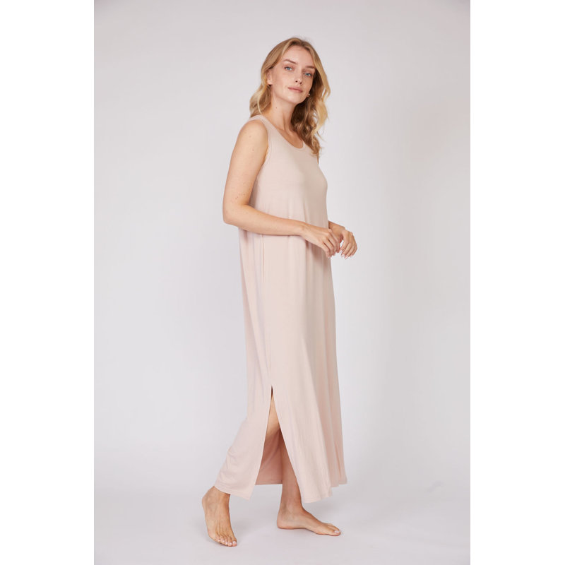 Robe drapée sans manches pour femme, Rose, M