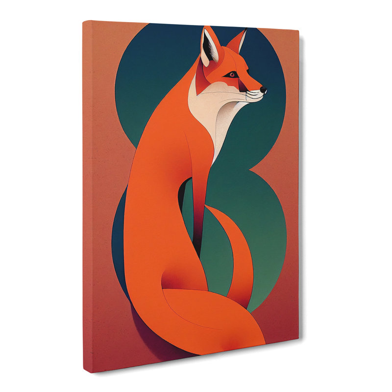 CAN-V0523-1020X Fox Nouveau - Wrapped Canvas Print, 60cm H x 40cm W x 3cm D