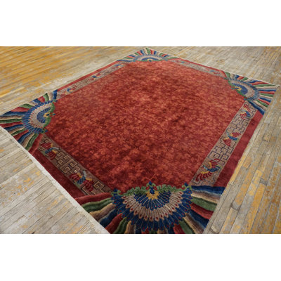 Allover Hand Knotted Antique Chinese Art Nouveau Design Rug