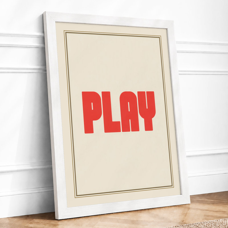 Play Typography - Framed Print, A3 - 42.0 x 29.7 cm, White