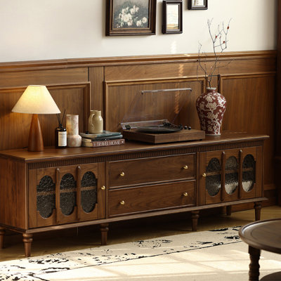 French-style solid wood storage TV cabinet