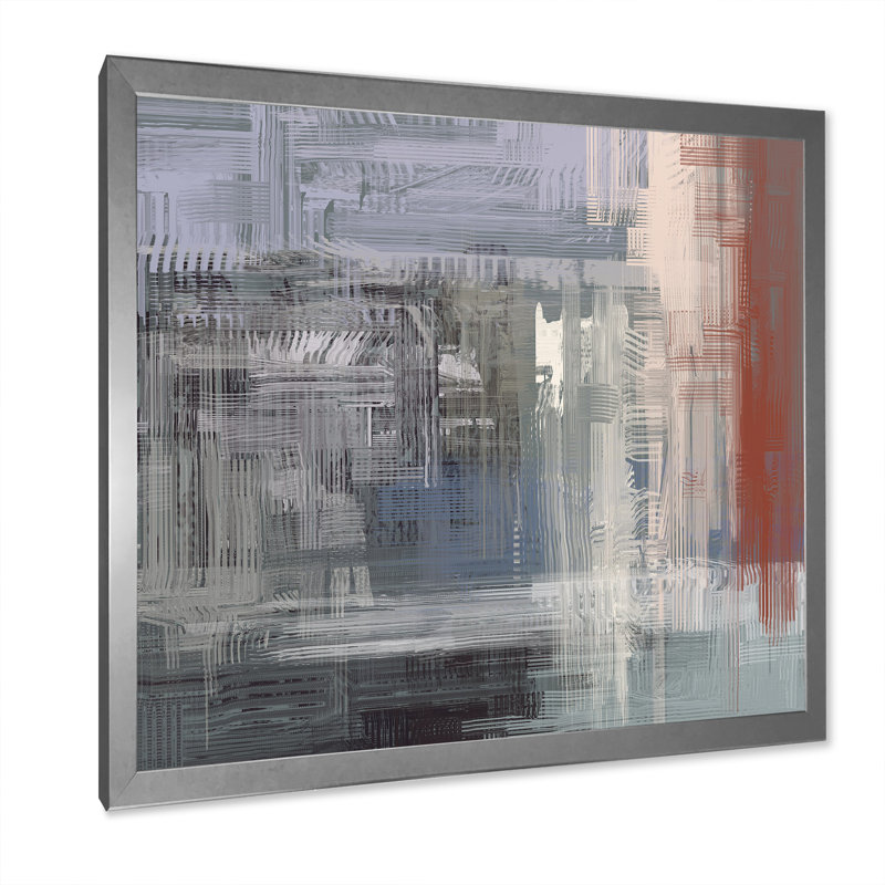 «Grey and Black Frozen Grunge Art», reproduction d'art sur toile encadrée, H 16 po x l 16 po x P 1 po, Cadre photo argenté