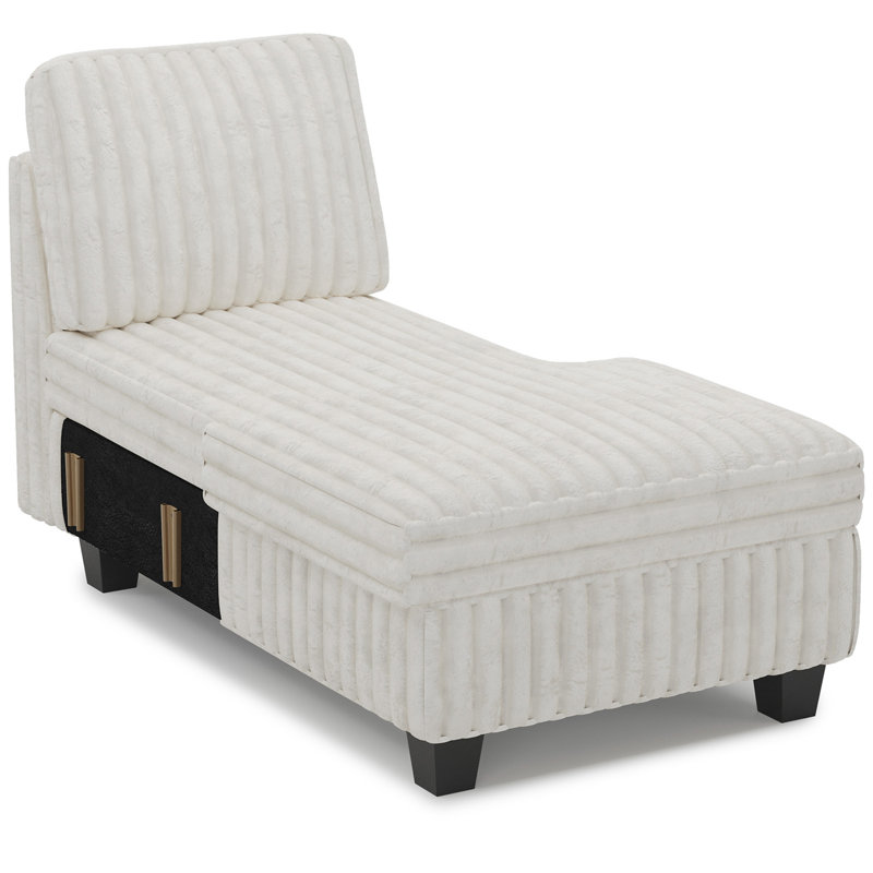 Module de canapé modulaire en velours côtelé Korian, Orienté à droite, Beige