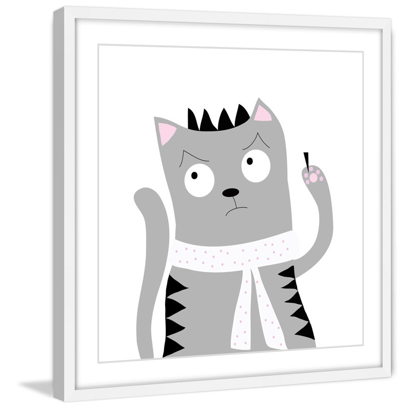 'Angry Kitty' by Katarina Snygg Framed Print, 12" H x 12" W x 1.5" D