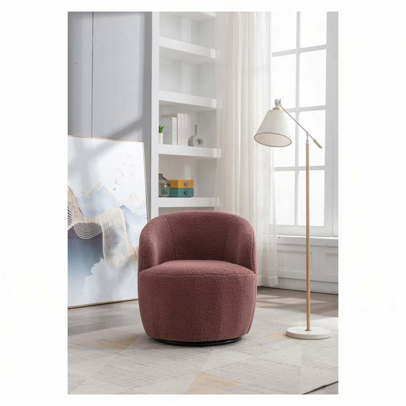 Genece Upholstered Swivel Accent Chair, Red Wool