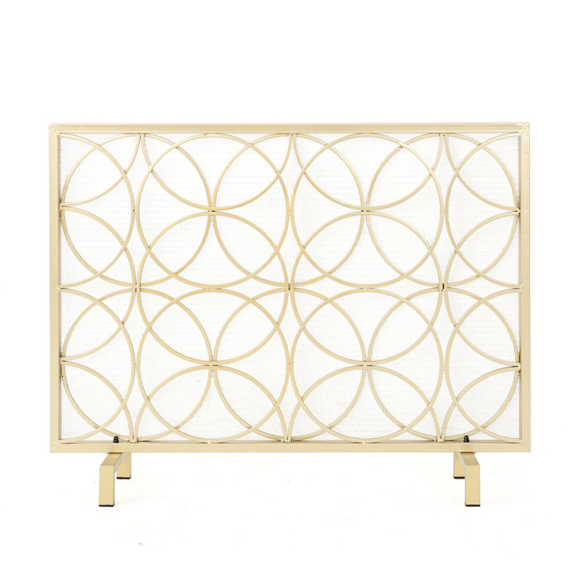 Tente de foyer en fer à la mode, motif à chevauchement, panneau simple, or, design, ton
