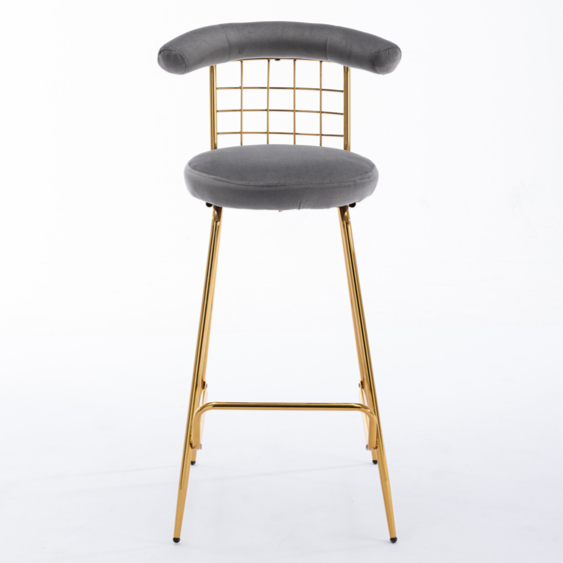 Mercer41 Tahel 32'' Seat Height Velvet High Bar Stool with Foot Rest 2