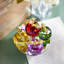 Pommes décoratives en verre à facettes, 5 couleurs, hauteur 13 cm, avec socle rotatif, idéales pour la décoration de table. Offerts en 5 couleurs.
