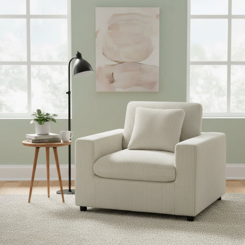 Fauteuil en velours côtelé Chelsea, Beige