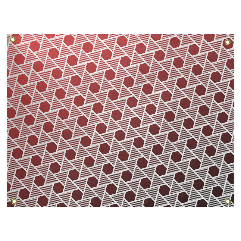Tapisserie murale hexagonales et triangles, H 26 po x l 36 po, Noir / Rouge