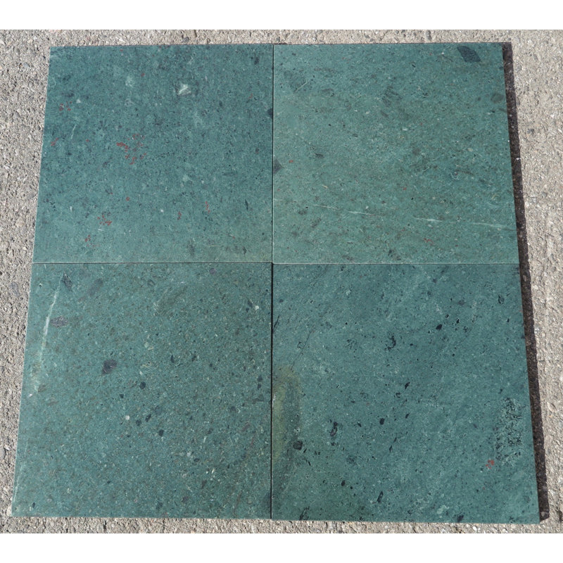 Medium Green Polished 12" x 12" Marble Stone Look Floor & Wall Tile