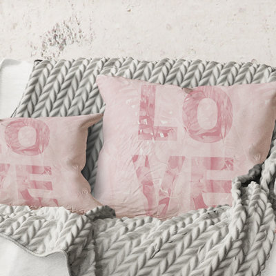 Coussin décoratif carré, rose pastel Love - Shabby Elegance