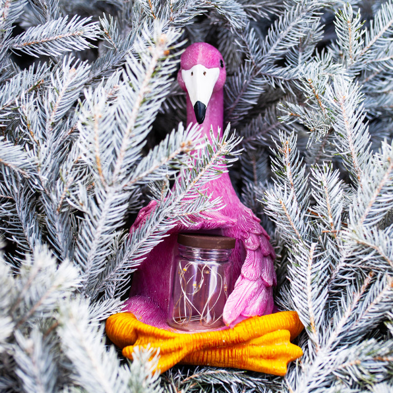 Statue de flamant rose en pot Firefly