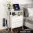 Bedside Table With Charging Station, Bedroom Side Table With 2 Fabric Drawers, Small Storage Sofa End Table With Open Shelf And 4 Wheels, Nightstand For Living Room, Hallway-1412908991