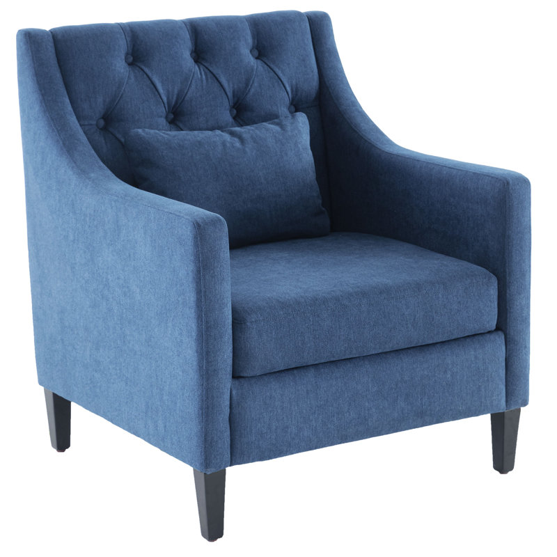 Fauteuil club en tissu Raeshon, Polyester bleu