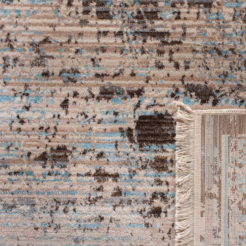 Tapis beige / gris / bleu Johnsville, Tapis de couloir 2 pi 2 po x 8 pi