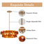 Lustre 8 lumières 33 po avec abat-jour en verre martelé ambre Aaron, finition laiton antique-885352156-876289216