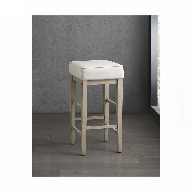 Ensemble de tabourets de bar rembourrés en similicuir sans dossier, Tabouret de bar (siège d'une hauteur de 30,5 po), Gris