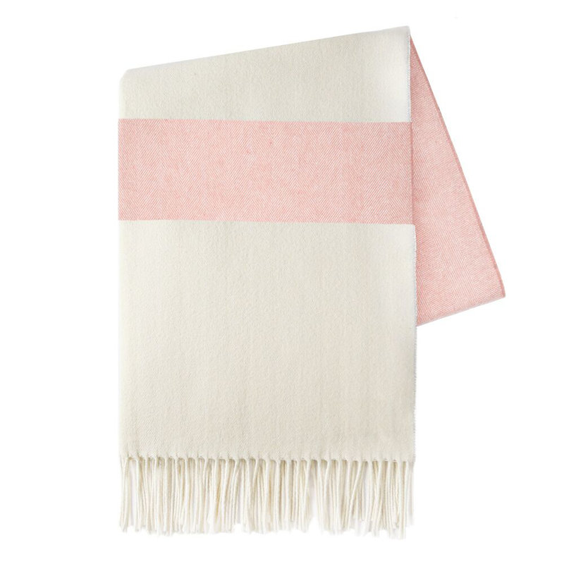 Sydney Herringbone Stripe Throw, Blush