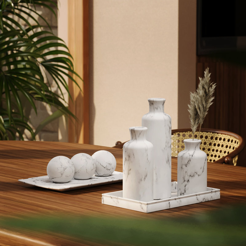 Vase de table en marbre, Blanc
