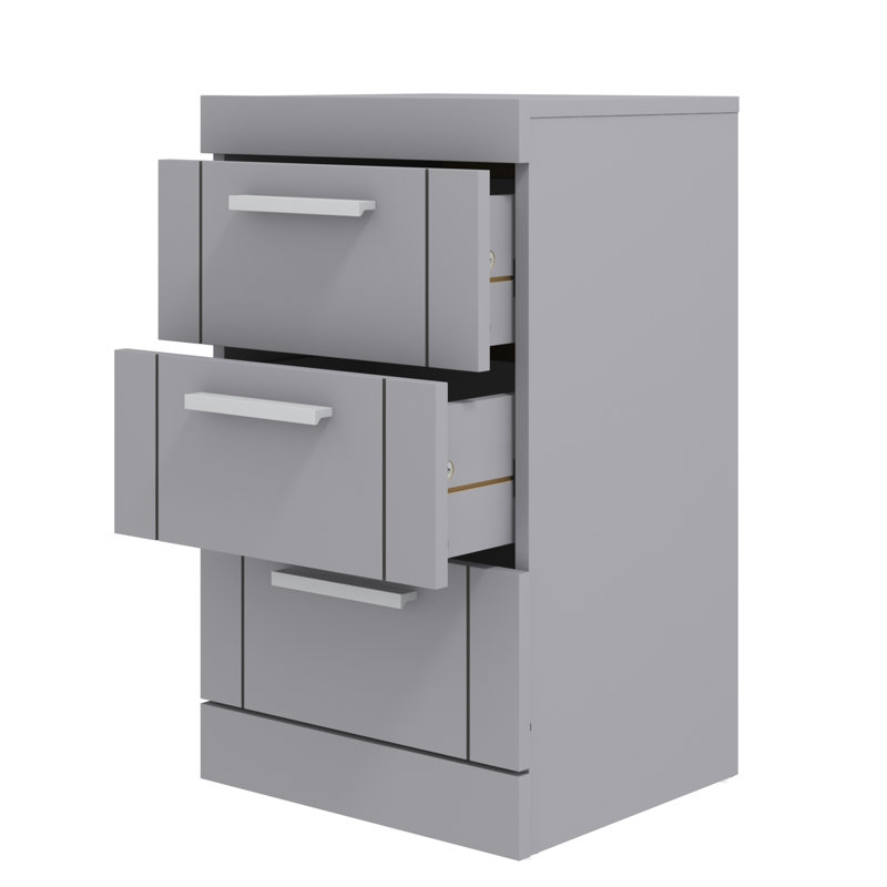 Kimberley 3 Drawer Bedside Sets of 2, Cool Grey