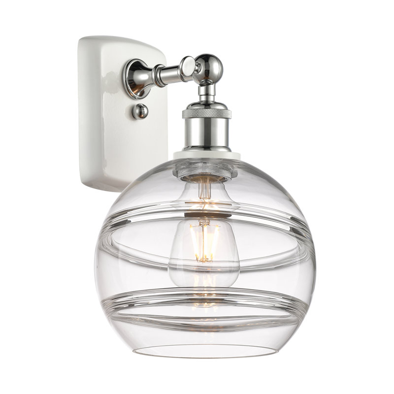 Applique murale 1 lumière Ballston Bienes, Transparent, H 10,88 po x l 8 po x P 8,13 po, Chrome poli blanc
