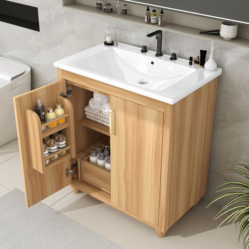 Meuble-lavabo multifonctionnel avec portes et tiroir 30 po