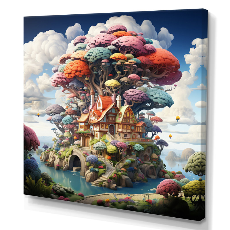 " The Wishing Tree House II ", 30" H x 30" W x 1" D, Wrapped Canvas