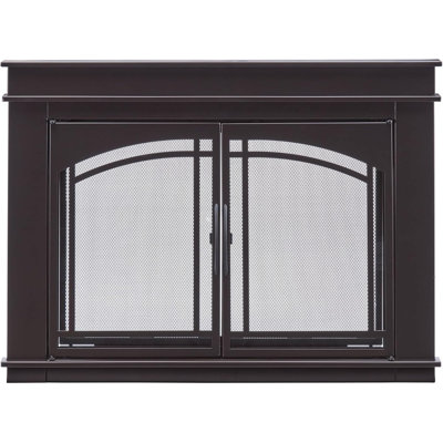 Duluth Forge Redmond Fireplace Glass Doors With Screen - Large, Black Finish - Model# RDFD-1LG