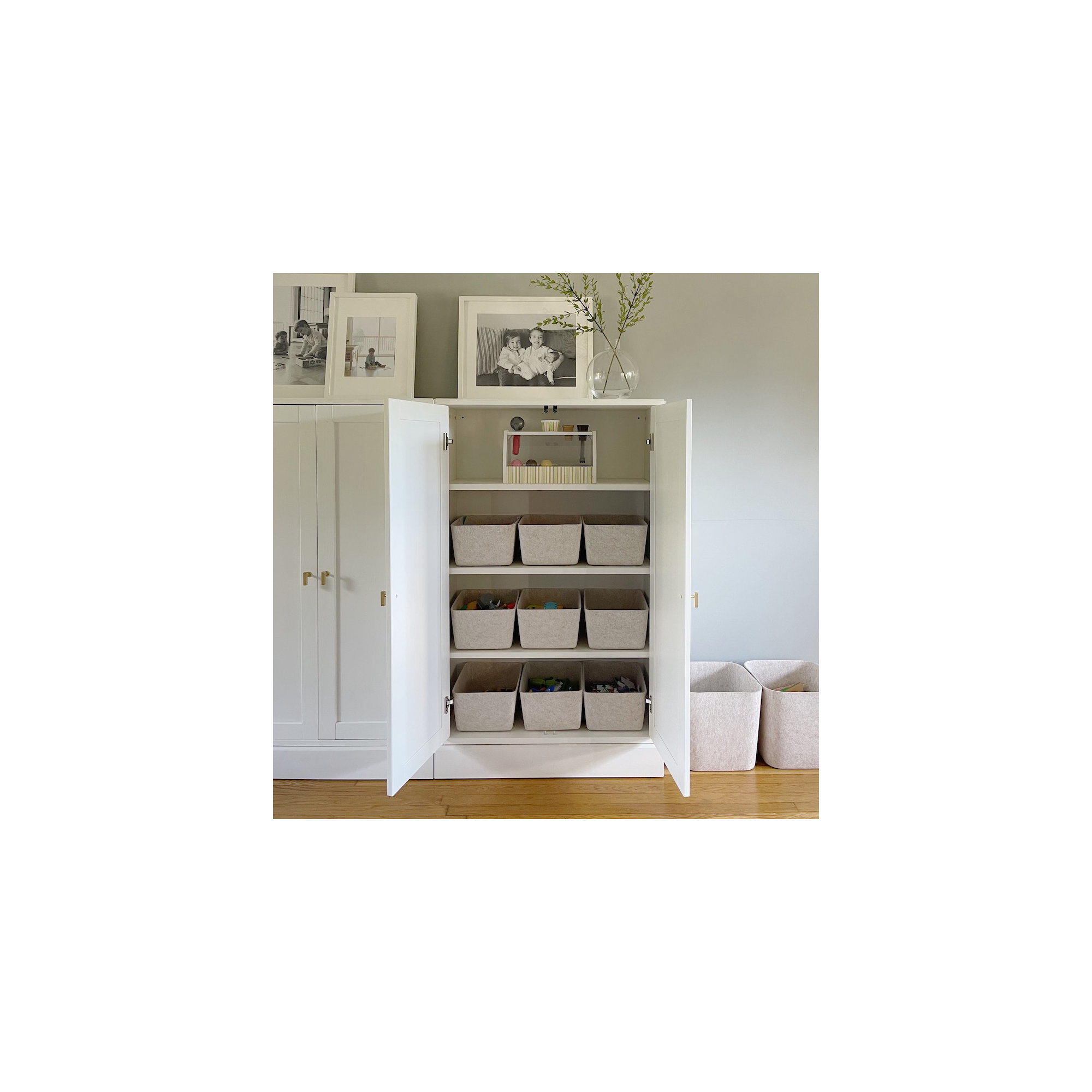 Sculpted Felt Storage Long Bin, Stone