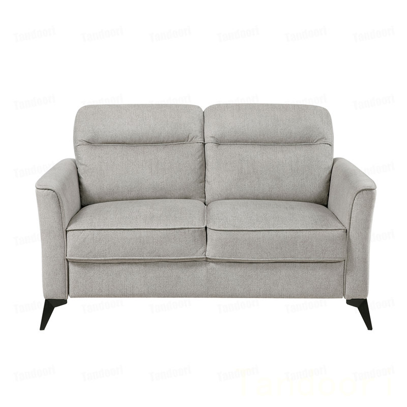 Causeuse moderne de salon en microfibre brun clair, revêtement en microfibre, siège confortable, pieds en métal, mobilier contemporain