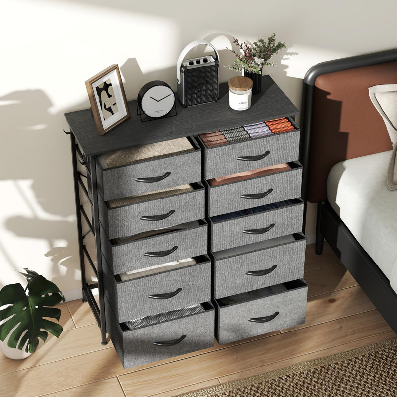 86cm W 10 - Drawer Chest of Drawers, Charcoal Grey