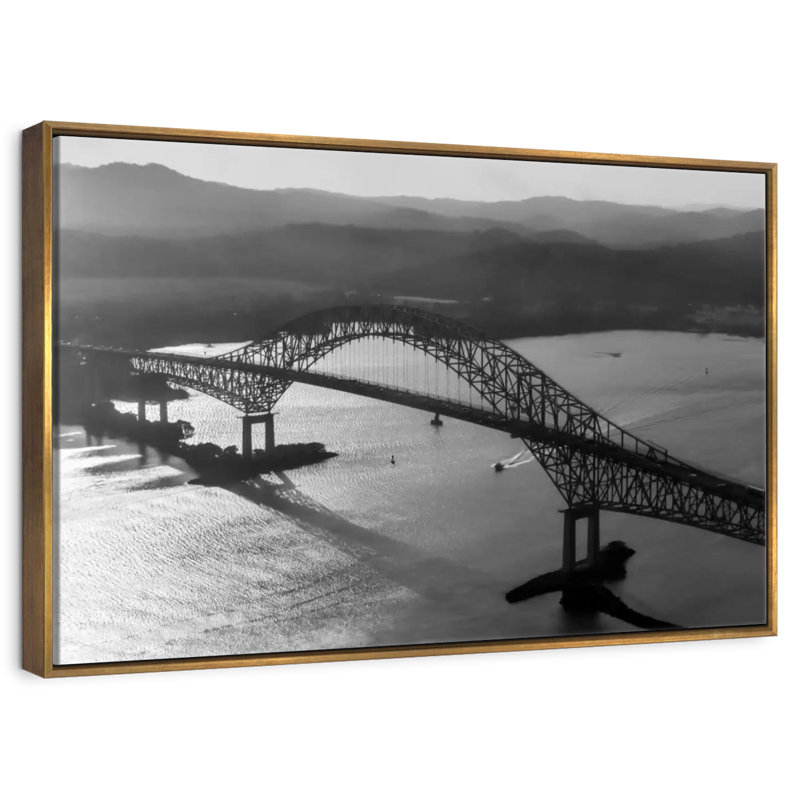 Pont des Amériques, 13 po x 9 po, Cadre flottant doré