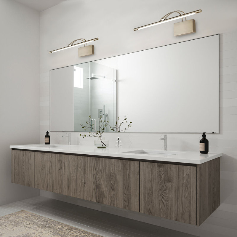 Luminaire de salle de bain moderne 1 lumière DEL sur miroir (lumière blanche 4500K), Or