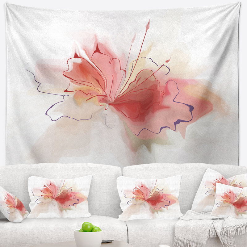 Croquis floral et aquarelle, H 32 po x l 39 po