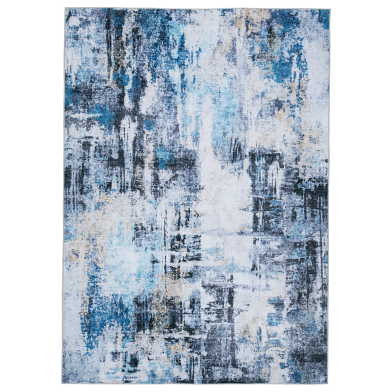Washable Abstract Indoor Rug, Rectangle 5' x 7'