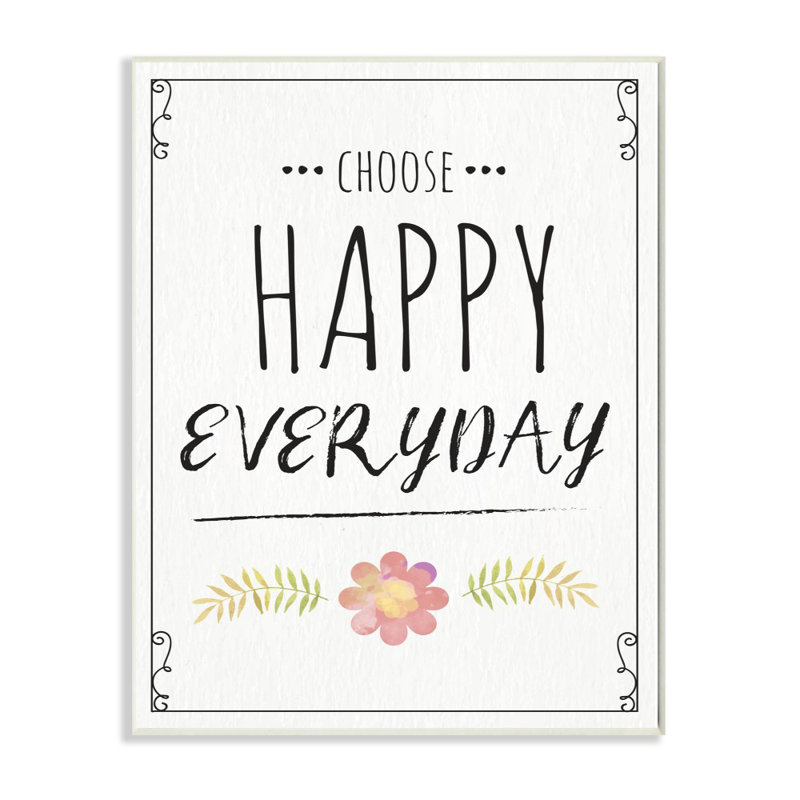 «Select Happy Everyday», ensemble d'impression sur toile panoramique, H 15 po x l 10 po, Plaque de bois